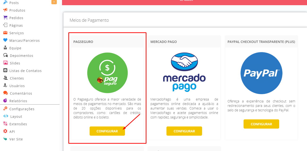 Como configurar o Pagseguro na minha Loja Virtual?